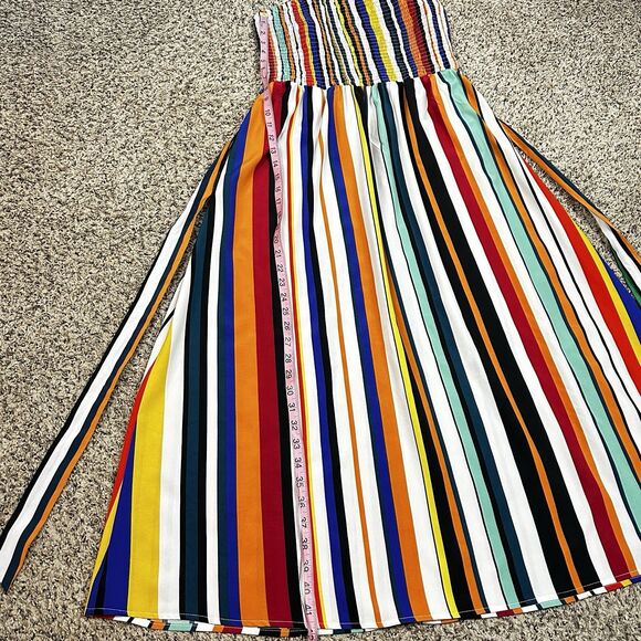 Shein Curve 2XL Long Multicolored Striped Belted Dress Vacation Beach Stretch - Picture 12 of 13
